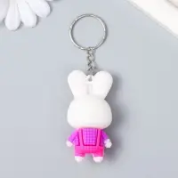 Брелок резина "Зайчик в комбинезоне" МИКС 3х1,7х6 см