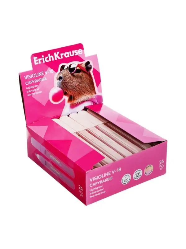 Маркер текстовыделитель 0,5-4,5мм ErichKrause Visioline V-18 CapyBarbara, 3 цв, микс, дисплей 108886