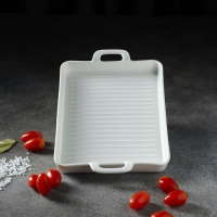 Блюдо фарфоровое для запекания Magistro &laquo;Гриль Бланш&raquo;, 600 мл, 25,3&times;17,8&times;3 см, цвет белый