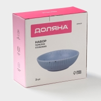 Тарелки глубокие Доляна &laquo;Коралл&raquo;, 700 мл, d=18,2 см, набор 2 шт, фарфор, голубые