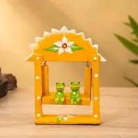 Сувенир "Лягушата на качелях" дерево 10х3,5х15 см, цв.  оранжевый