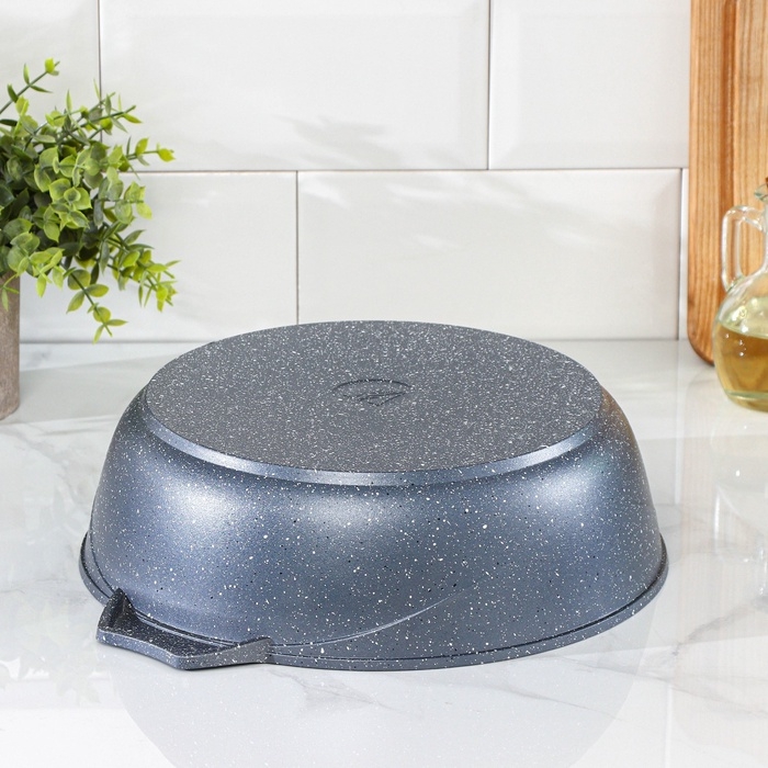 Жаровня Мечта &laquo;Гранит&raquo;, 3 л, d=26 см, h=8 см, антипригарное покрытие, стеклянная крышка, серая