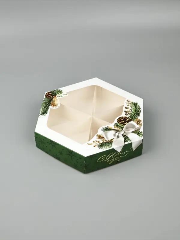 Коробка складная &laquo;С Новым годом!&raquo;, еловые веточки, 23 &times; 23&times; 4 см