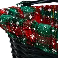 Корзина плетеная 32 х 32 х 14 см, ручка h=14 см зеленый НГ ткань