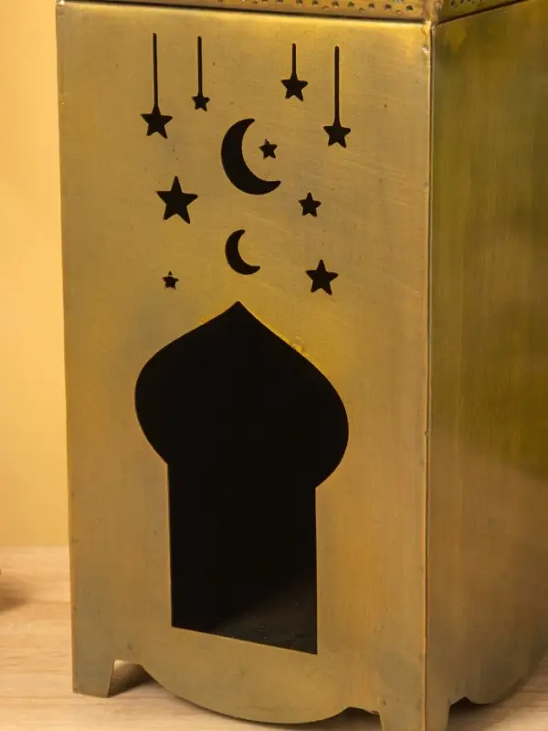 Подсвечник фонарь "Золотой полумесяц" железо 15х15х50,5 см