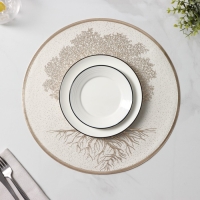 Салфетки сервировочные на стол Доляна &laquo;Древо&raquo;, 2 шт, d=38 см, цвет бежевый