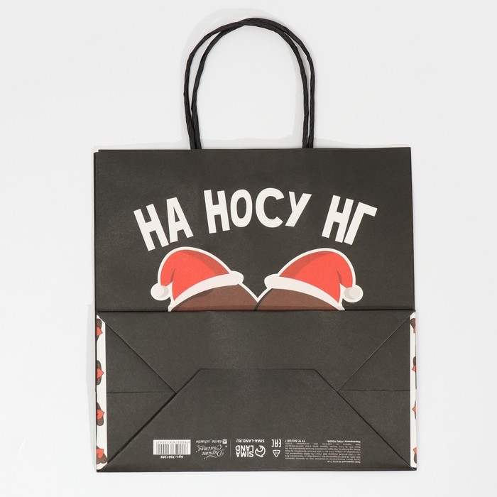 Пакет подарочный новогодний &laquo;На носу НГ&raquo;, 22 х 22 х 11 см, Новый год