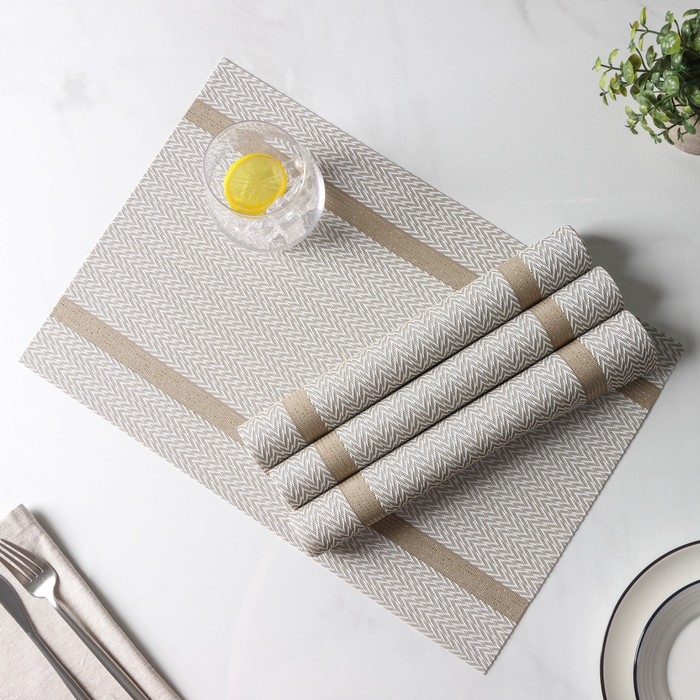 Салфетки сервировочные на стол Доляна &laquo;Рона&raquo;, 4 шт, 45&times;30 см, цвет бежевый