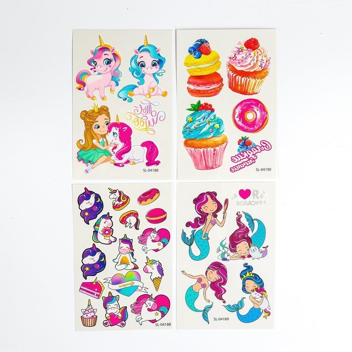 Набор детских татуировок переводок, 4 листа