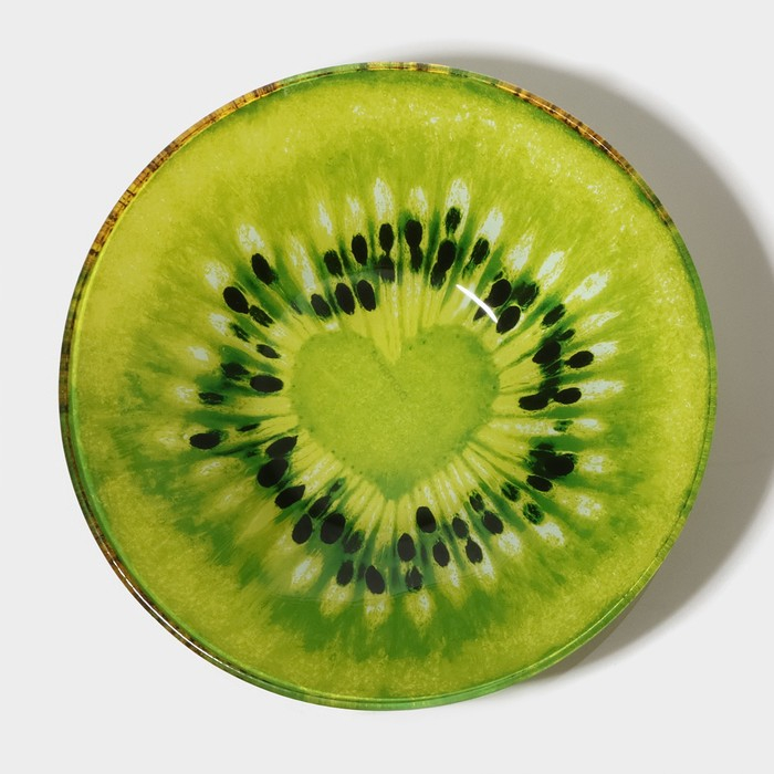 Набор тарелок стеклянных Доляна &laquo;Романтичный киви&raquo;, 19 предметов: 6 десертных тарелок, 6 обеденных тарелок, 6 мисок, салатник