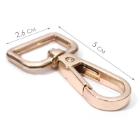 Карабин металлический, 45 &times; 25 мм / 20 &times; 3 мм, 5 шт, цвет золотой