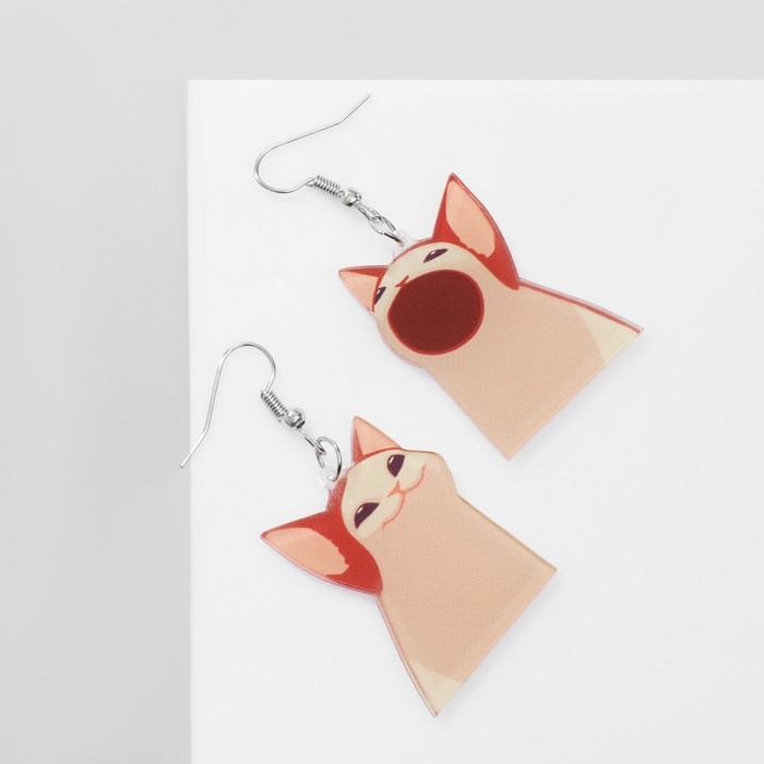 Серьги акрил &laquo;Коты&raquo; забавные, цвет бежево-коричневый