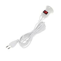 Светильник с выключателем под лампу, Е27, провод 3 м, белый