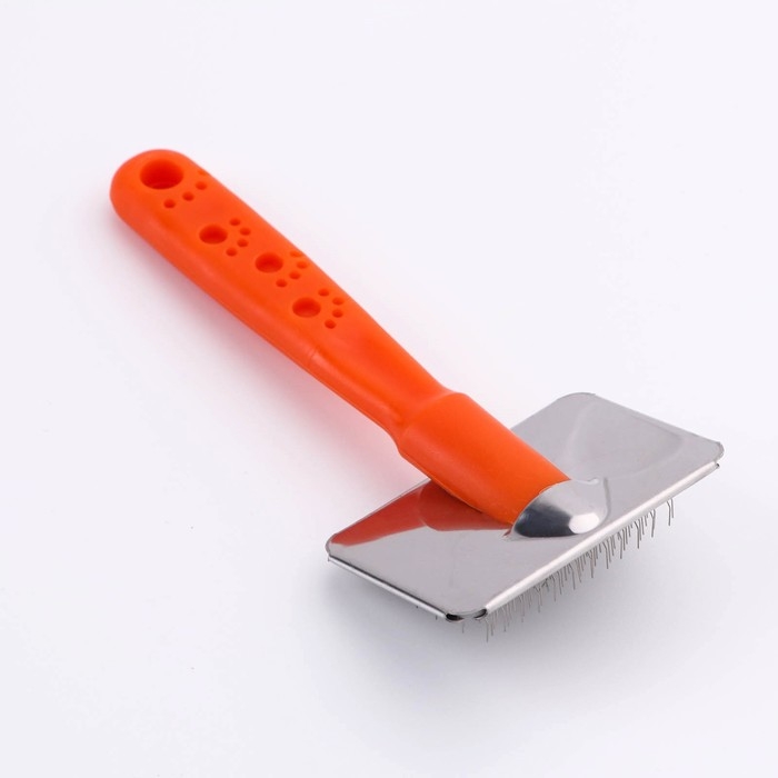 Пуходерка "Лапки" малая без капель, 6 х 12 см, оранжевая