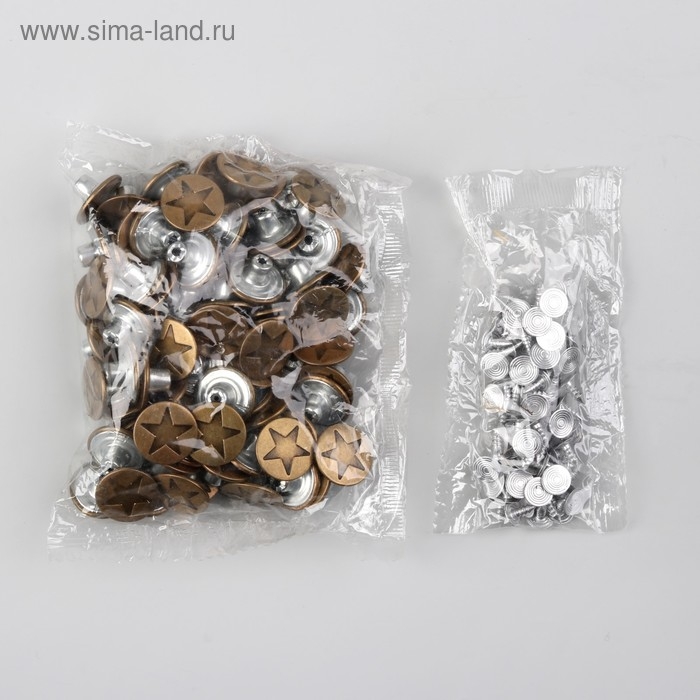 Набор джинсовых пуговиц, 17 мм, 100 &plusmn; 5 шт, цвет бронзовый