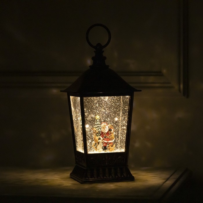 Светодиодная фигура &laquo;Фонарь с Дедом Морозом&raquo; 12 &times; 24 &times; 12 см, пластик, батарейки ААх3 (не в комплекте), USB, свечение тёплое белое