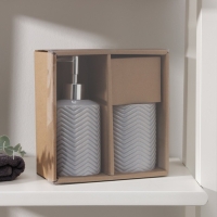 Набор аксессуаров для ванной комнаты &laquo;Минимал&raquo;, 2 предмета (дозатор для мыла 350 мл, стакан 350 мл), цвет серый