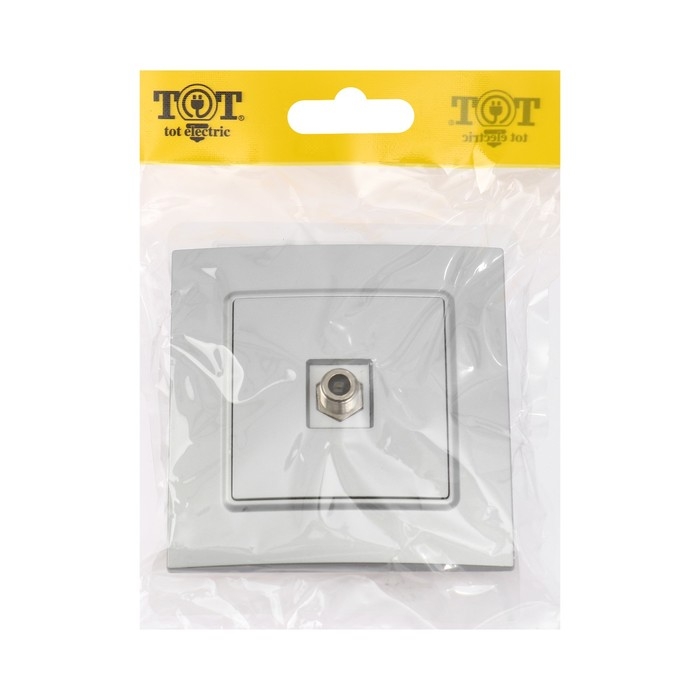 Розетка телевизионная одноместная TOT Elegant, скрытая, серебристая