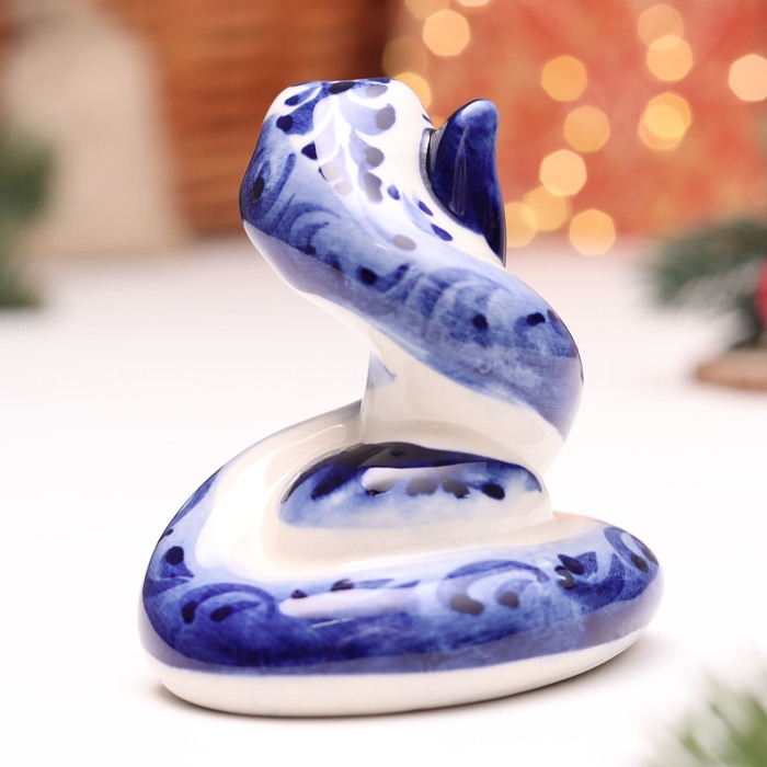 Сувенир "Змея", №8, гжель, 8 см