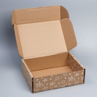 Коробка подарочная сборная, упаковка, &laquo;Звёзды&raquo;, бурый, 27 х 21 х 9 см