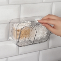 Органайзер для хранения, навесной, 2 секции, с клеевой основой, 10,5 &times; 17 &times; 6,5 см, цвет прозрачный