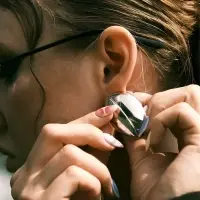 Серьги металл "Тюльпан" цветок, цвет серебро