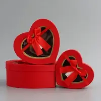 Набор коробок 3 в 1 сердца 22 х 20 х 9;  18.5 х 17 х 7.5; 1 6 х 14 х 6 см