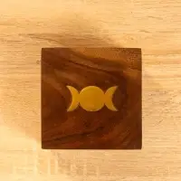 Шкатулка "Фазы Луны" 10х10х6 см, дерево шишам