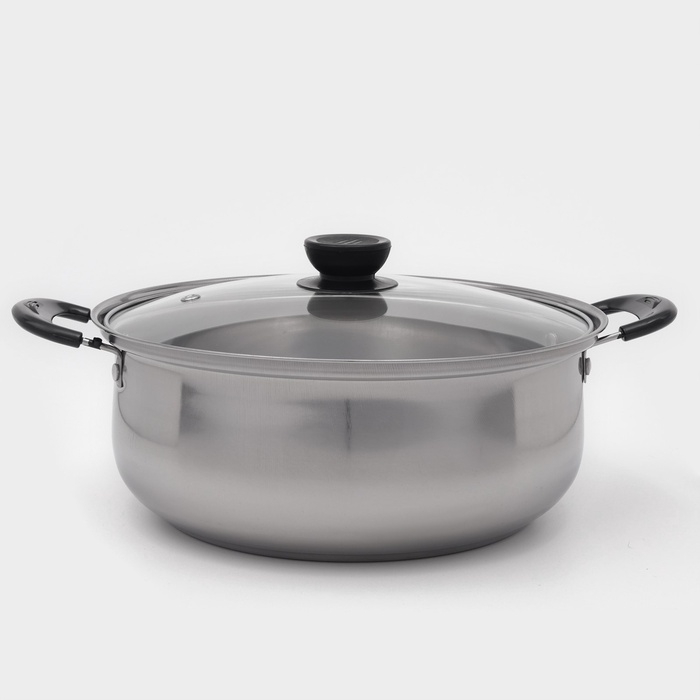 Кастрюля Promo, 3 л, 24&times;9,5 см, нержавеющая сталь, стеклянная крышка