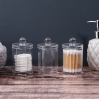 Органайзер для ватных палочек и дисков, с крышкой, 3 секции, 29 &times; 7 &times; 7см, в картонной коробке, цвет прозрачный