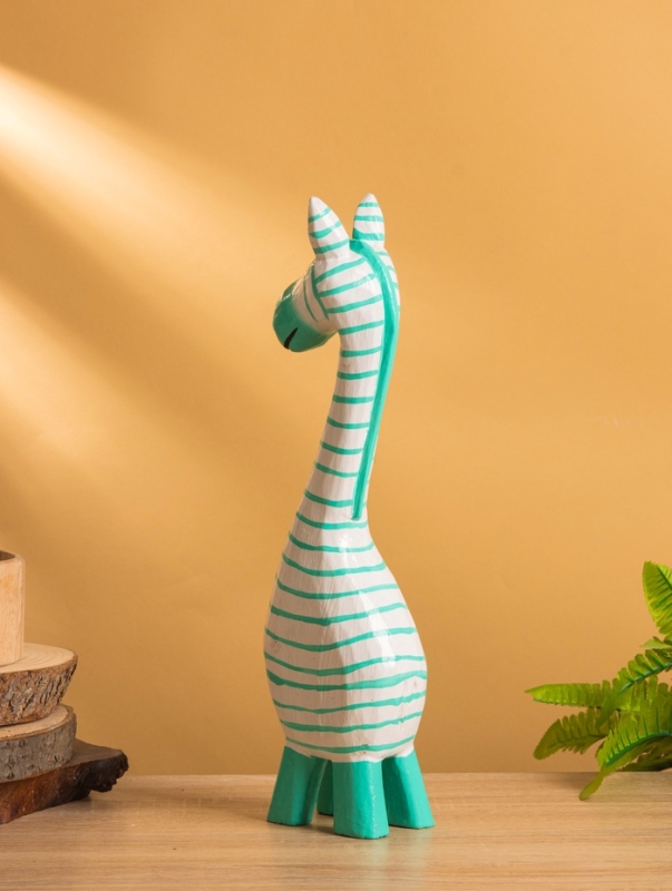 Сувенир &laquo;Зебра&raquo;, 9&times;6&times;33 см, дерево, бело-бирюзовый