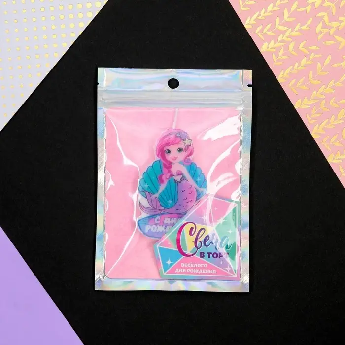 Свеча для торта &laquo;С Днём Рождения&raquo;, русалка, 4,3 х 7,3 см