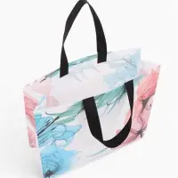 Сумка для покупок Цветы, 32*10*26. отд без молнии, серый