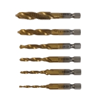 Набор сверл-метчиков ТУНДРА, HSS - Co, шестигранный хвостовик, М3 - М10, 65 - 72 мм, 6 шт.   1065481