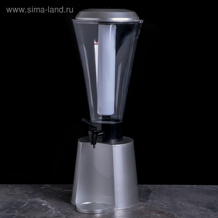 Башня пивная &laquo;Металлик&raquo;, 3 л, колба с подсветкой, 2 батарейки, цвет серебристый