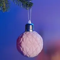 Елочный шар "Бархатный узор" 8 см, 1 LED, LR44x3 (в компл.), Т/БЕЛЫЙ