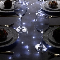 Гирлянда &laquo;Мишура&raquo; 5 м роса, IP20, серебристая нить, 100 LED, свечение белое, USB