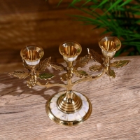 Подсвечник "Трио" латунь, перламутр 15 см