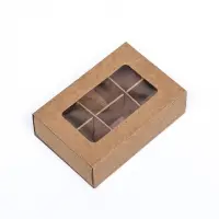 Коробка для 6 конфет, 8.7&times;5.8&times;2.5 см, Тонкие разделители, крафт