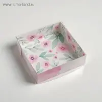 Кондитерская упаковка, коробка для макарун с пластиковой крышкой, &laquo;Весенний подарок&raquo;, 12 х 12 х 3.5 см
