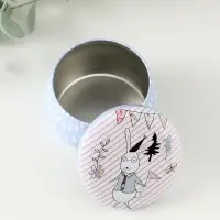 Шкатулка металл круглая "Нарисованные кролики" 7х7х5 см