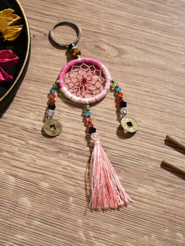 Брелок "Ловец снов" 4х15 см. бледно-розовый