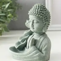 Подставка под благовония песчаник "Будда и фонтан с лотосом" 7х10,5х13 см