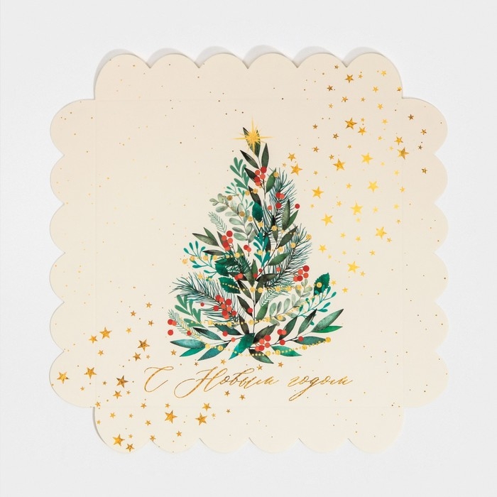 Коробка для кондитерских изделий с PVC крышкой &laquo;Елка&raquo;, 21 х 21 х 3 см