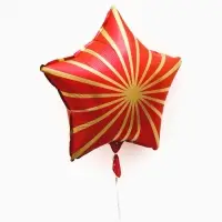 Воздушный шар фольгированный 18" звезда "Грани" цвет красный сатин, набор 5 штук