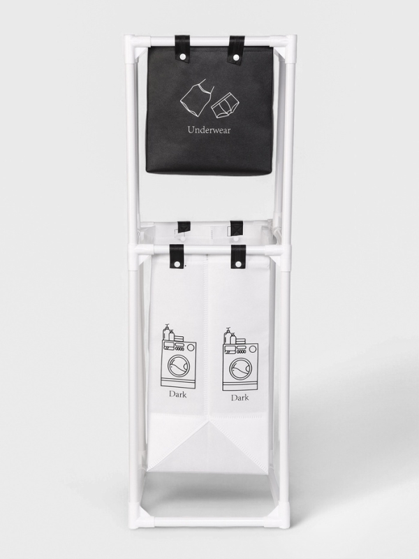 Корзина для белья складная 28х39х95 см, цвет черный, белый