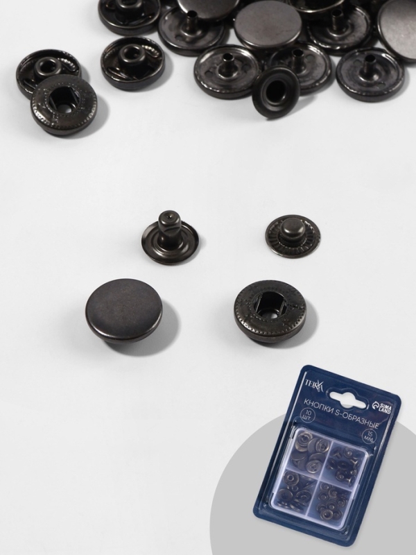 Кнопки S-образные d15мм (наб 10шт цена за наб) нерж сталь серебряный TR