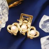 Крабик для волос &laquo;Маргарита&raquo;, сердечки жемчуг, 3 см, золото