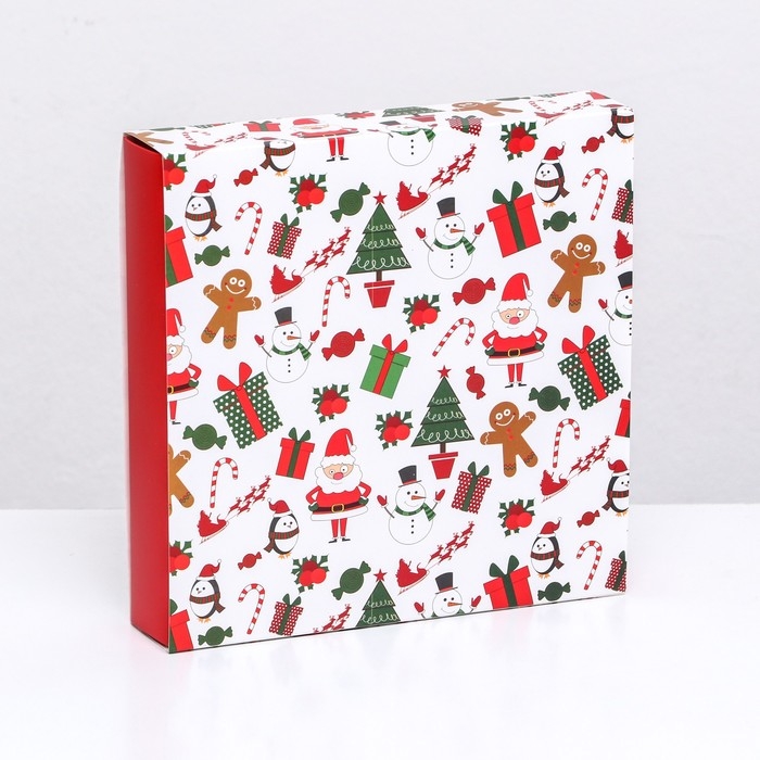 Новый год. Коробка под 16 конфет, 17,7х17,7х3,8 см, кондитерская упаковка