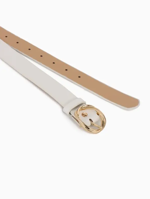 Ремень жен 05-01-01-01, Июнь2510, 2,9*0,3*110 см, без винта, пряж золото, 1 прокол, белый